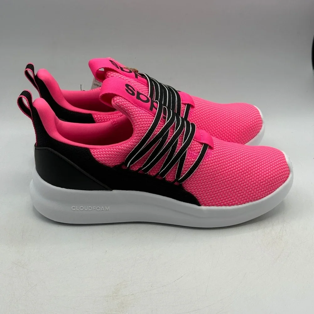 Adidas Lite Racer Adapt 7.0 K Shoes Kids Size 5 Pink Black Running JS2289